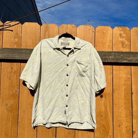 Jamaica‎ Jaxx Silk Hawaiian Shirt Mens Large Aloha Button Front Off White Cream - Picture 3 of 8